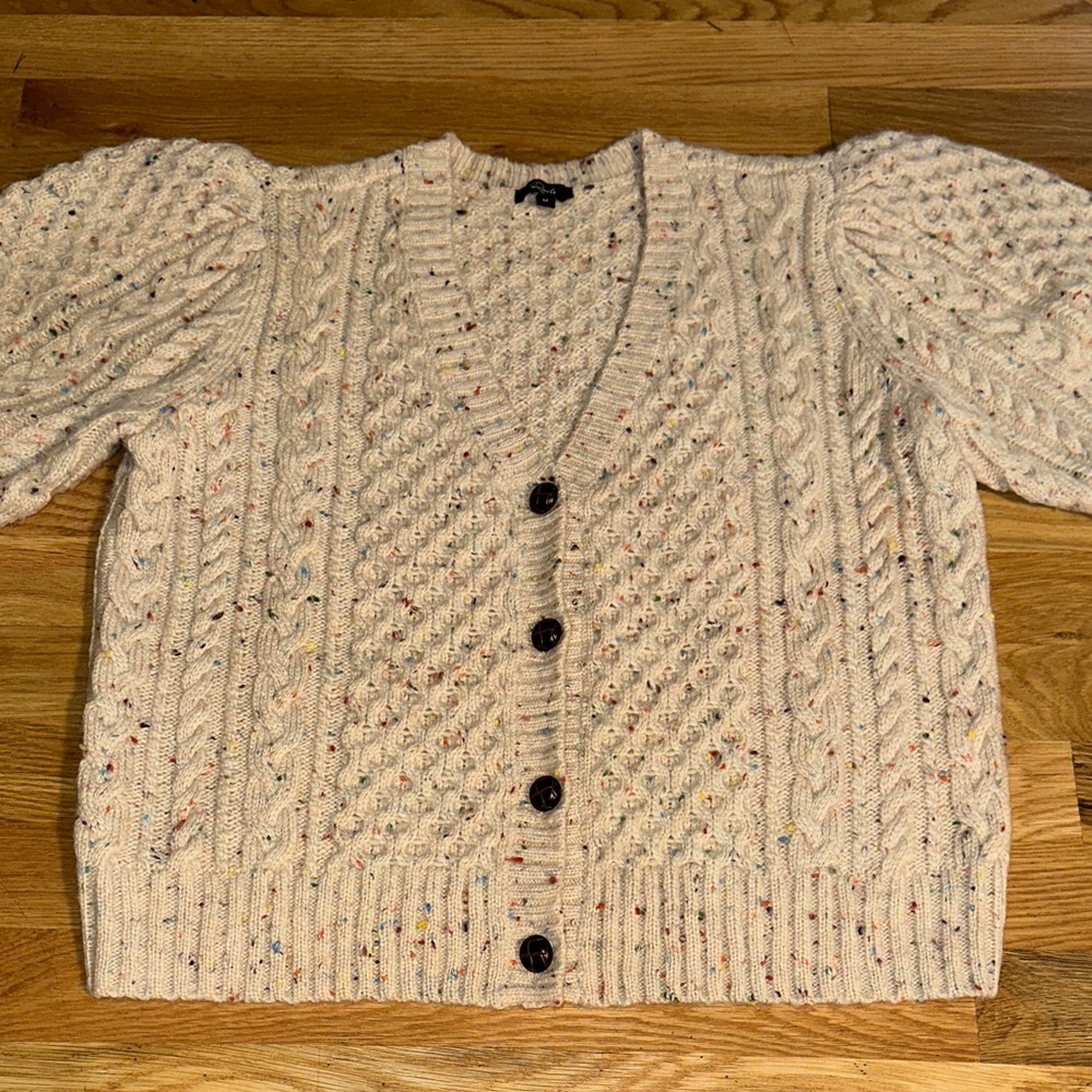 Rails Brand Speckled Button Down Capped Short Sleeve Sweater sz M